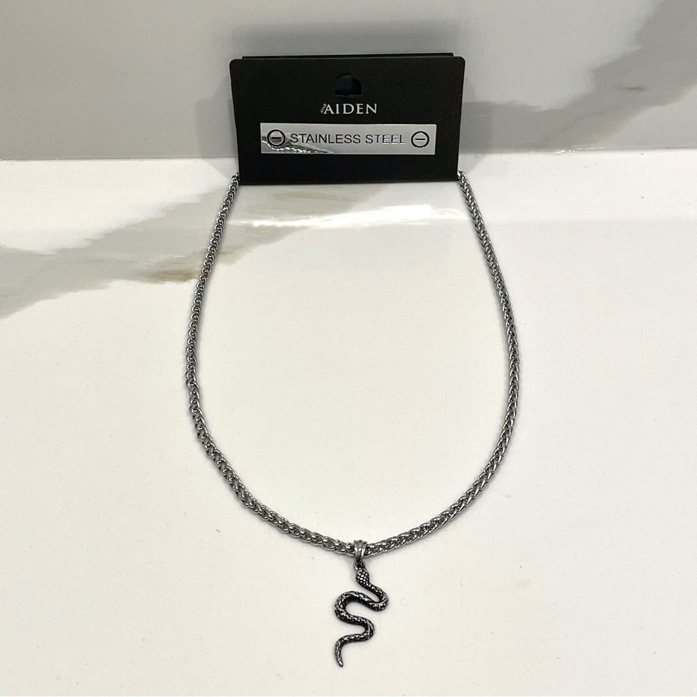NEW Ava & Aiden Stainless Steel Snake Pendant Necklace